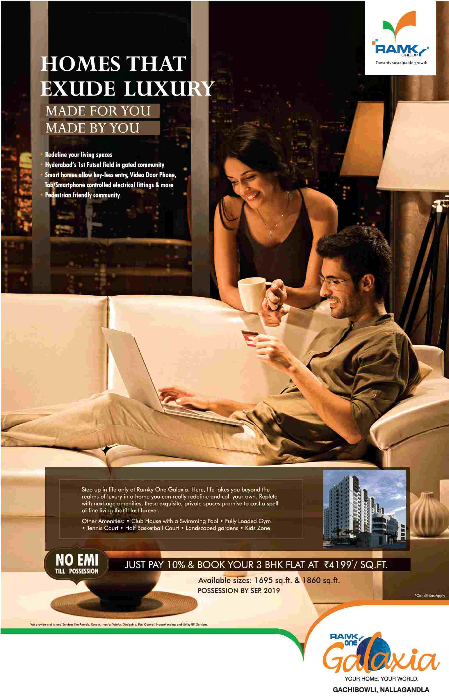 Reside in homes that exude luxury at Ramky One Galaxia in Hyderabad